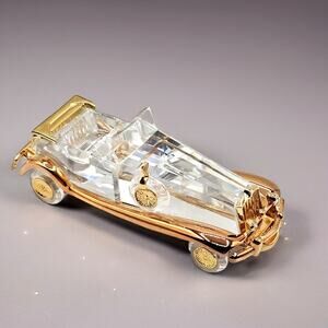 Swarovski Crystal Limousine Figurine Gold Accents Signed Vintage 1999 Austria